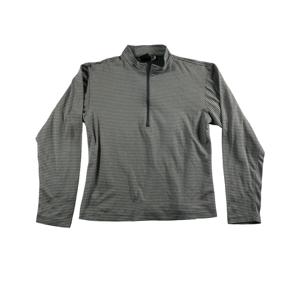 Sierra Designs Womens M Gray Black Grid Quarter Zip Pullover Made in USA Hiking